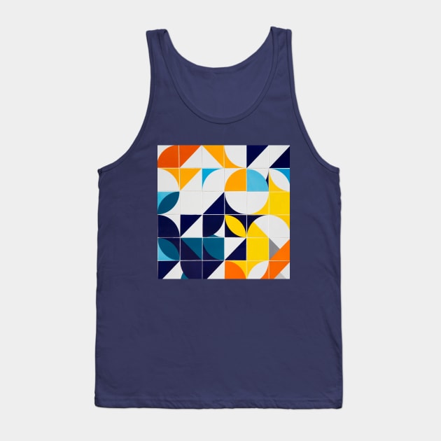 Bright Colorful Patterns Tile Pattern Squares Triangles Curves Circles Tank Top by Art by Ergate